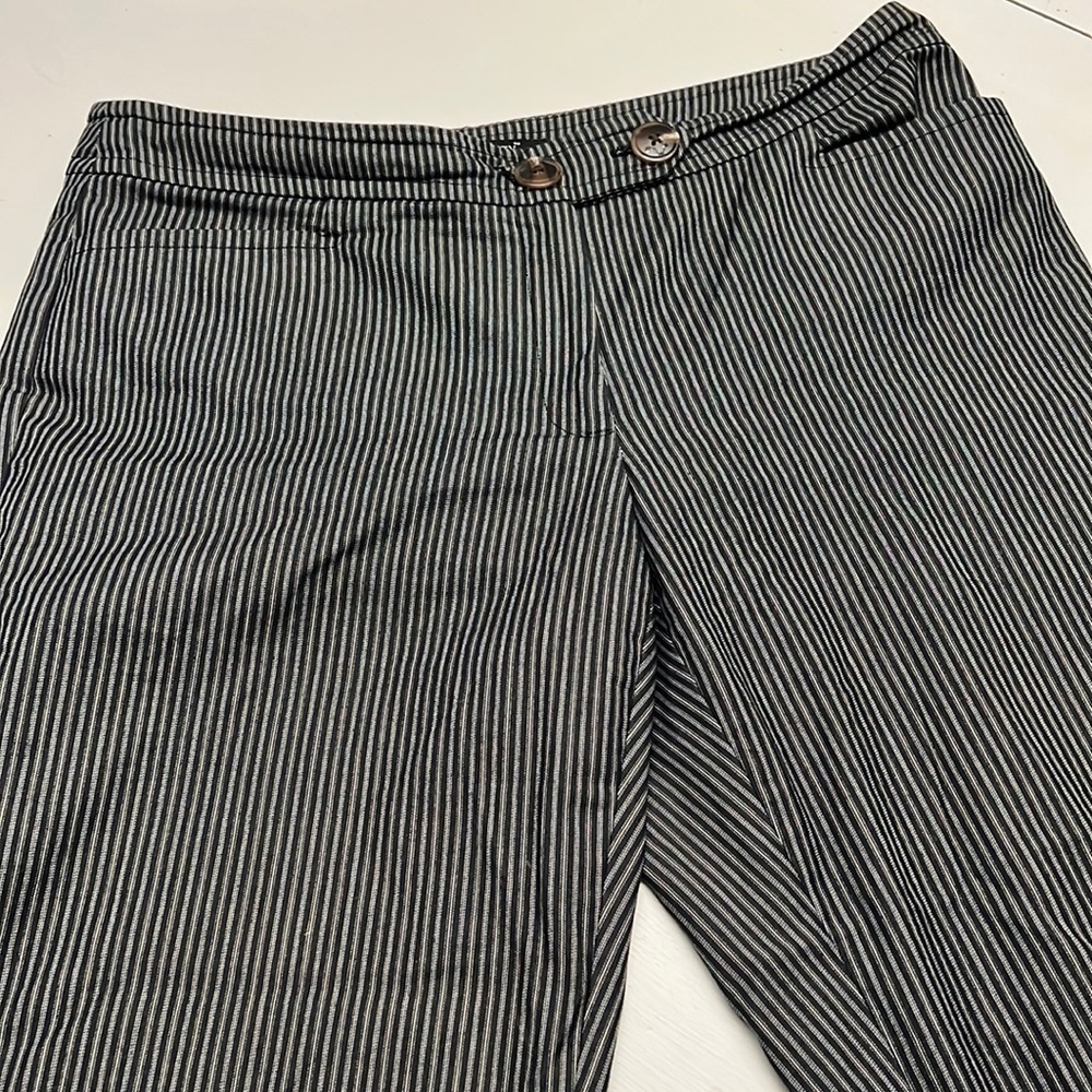 Pantology Double Button Front Pin Stripped Wide Leg Capris Size 14